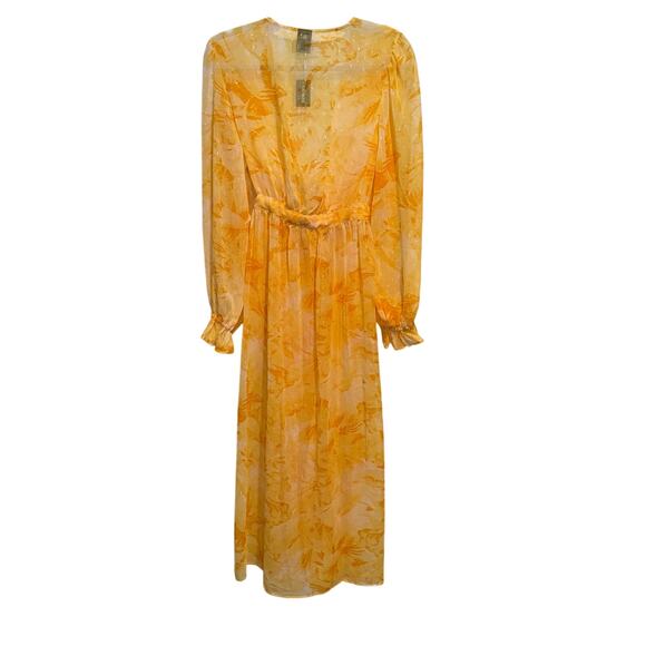 Express Abstract Watercolor Yellow Long Line Semi-Sheer Kimono Women's Size M/L - Picture 6 of 8